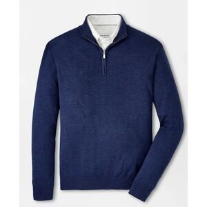 NWT Peter Millar Canton Stripe Quarter Zip Blend Sweater Navy Blue Size XXL $225